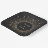 Elegant Black and Gold Art Deco Weddending Custom Papieren Bordje (Gebogen)