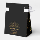 Elegant Black and Gold Art Deco Wedding Bedankdoosjes (Achterkant)