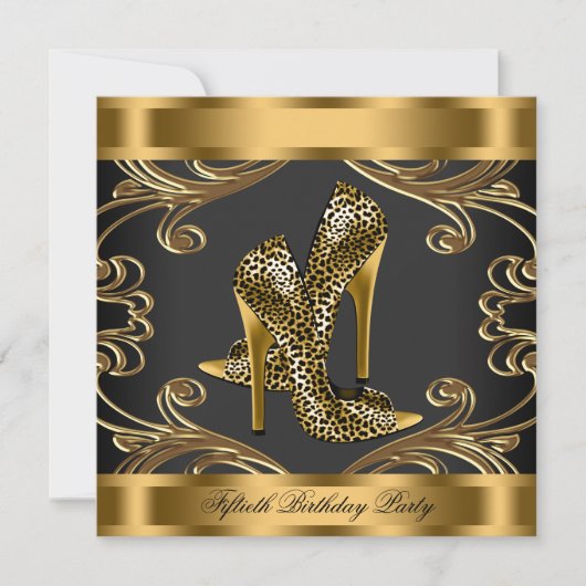 Elegant Black and Gold Birthday Party Kaart (Voorkant)