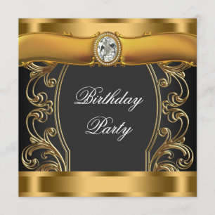 Elegant Black and Gold Birthday Party Kaart