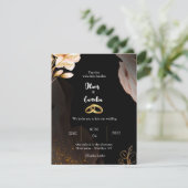 Elegant Black and Gold bruiloft-uitnodiging (Staand voorkant)