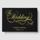 Elegant Black and Gold Calligraphy Wedding Gastenboek (Voorkant)