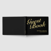 Elegant Black and Gold Calligraphy Wedding Gastenboek (Volledig)