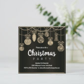 Elegant Black and Gold Christmas Invitation (Debout devant)