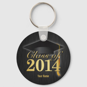Elegant Black and Gold Class of 2014 Afstuderen Sleutelhanger