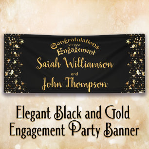 Elegant Black and Gold Engagement Party Spandoek