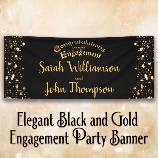 Elegant Black and Gold Engagement Party Spandoek