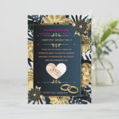Elegant Black and Gold Floral Wedding Invitation (Debout devant)