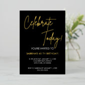  Elegant Black and Gold Foil Birthday Invitation (Debout devant)
