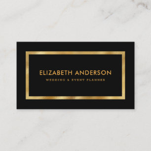 Elegant Black and Gold Foil Wedding Event Planner Visitekaartje