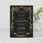 Elegant black and gold Gothic wedding Invitation (Debout devant)