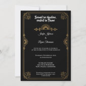 Elegant black and gold Gothic wedding Invitation (Devant)