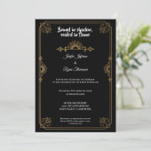 Elegant black and gold Gothic wedding Invitation (Debout devant)