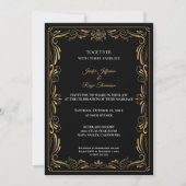 Elegant black and gold Gothic wedding Invitation (Devant)