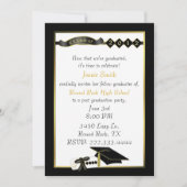 Élégant Black and Gold Graduation Party Invitation (Devant)