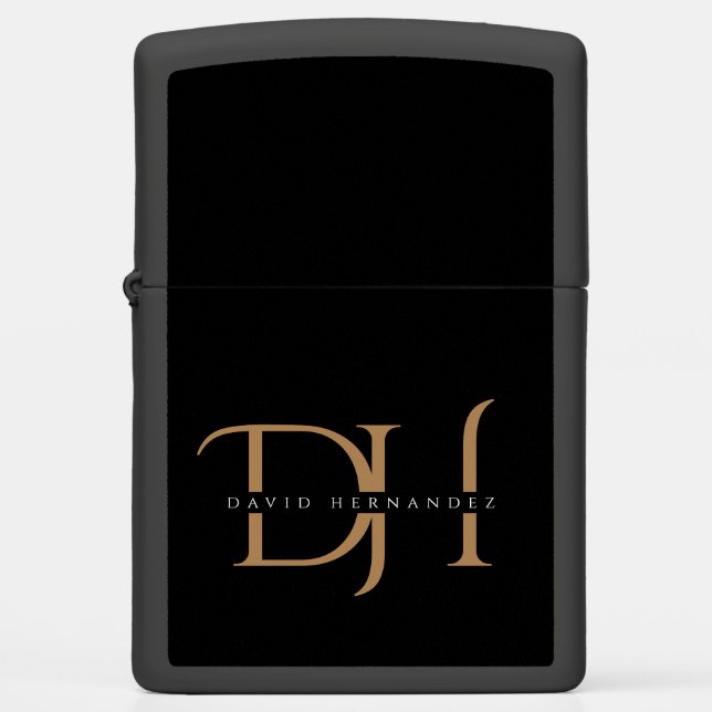 Elegant Black and Gold Initialen Monogram Modern (Voorkant)