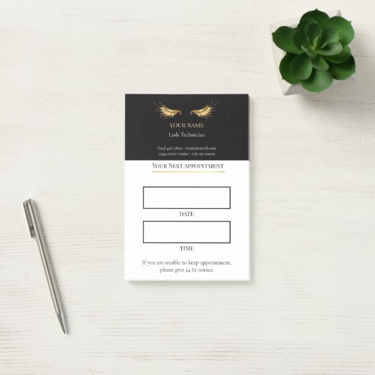 Elegant black and gold Lash appointment Post-it® Notes (Kantoor)