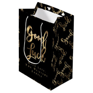 Elegant Black and Gold look Script Good Luck Medium Cadeauzakje