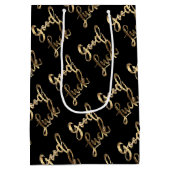 Elegant Black and Gold look Script Good Luck Medium Cadeauzakje (Achterkant)