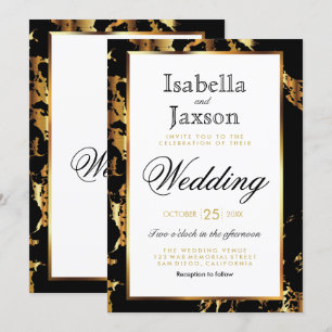 Elegant Black and Gold Marble Invitation Kaart