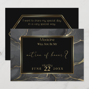 Elegant Black and Gold Marble Matron of Honor Kaart