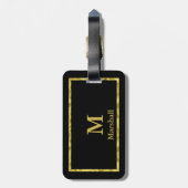 Elegant Black and Gold Monogram en Name Sjabloon Bagagelabel (Achterkant verticaal)