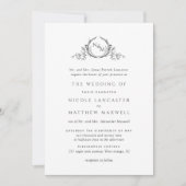 Elegant Black and Gold Monogram Formal Wedding Kaart (Voorkant)