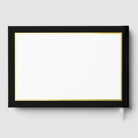 Elegant Black and Gold Monogram Weddenschap Gastenboek (Achterkant)