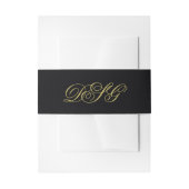 Elegant Black and Gold Monogram Weddenschap Uitnodigingen Wikkel (Voorkant Voorbeeld)