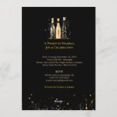 Elegant Black and Gold New Year Invitation Card (Dos)