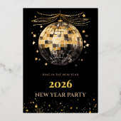 Elegant Black and Gold New Year Invitation Card (Recto)