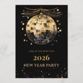 Elegant Black and Gold New Year Invitation Card Kaart (Voorkant)