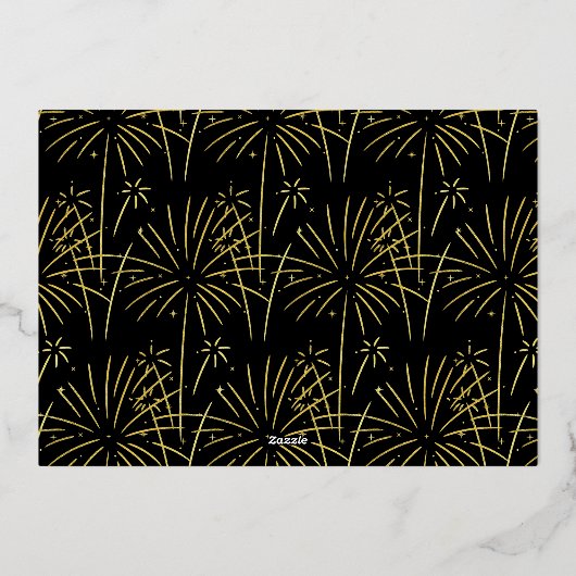 Elegant Black and Gold New Year's Eve Party Folie Uitnodiging (Achterkant)
