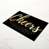 Elegant Black and Gold New Year's Eve Party Folie Uitnodiging (Gedraaid)