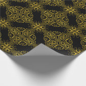 Elegant Black and Gold Ornate Christmas Wrapping Cadeaupapier (Hoek)