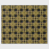Elegant Black and Gold Ornate Christmas Wrapping P Cadeaupapier (Vlak)