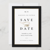 Elegant Black and Gold Photo Wedding Save The Date (Voorkant)
