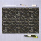 Elegant Black and Gold Script Merry Kerstmis Tissuepapier (Craft)