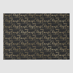 Elegant Black and Gold Script Merry Kerstmis Tissuepapier