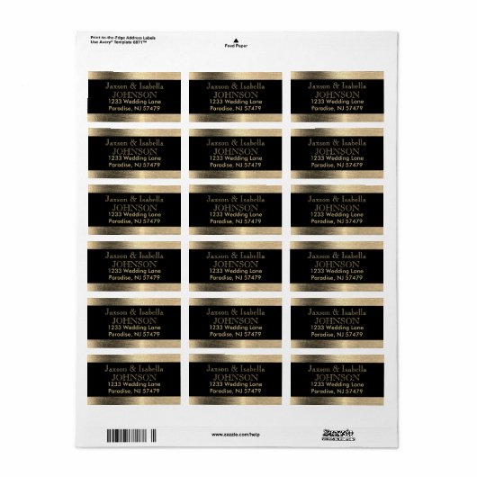 Elegant Black and Gold Starlights Weddenschap Etiket (Full Sheet)