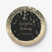 Elegant Black and Gold Starlights Weddenschap Papieren Bordje (Voorkant)