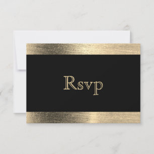 Elegant Black and Gold Starlights Wedding - RSVP Kaartje