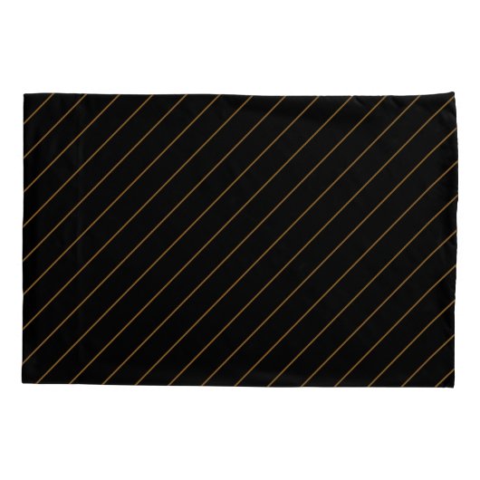 Elegant Black and Gold Striped Monogram Name Kussensloop (Achterkant)