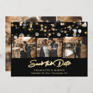 Elegant Black and Gold Wedding 4 Foto Save The Date