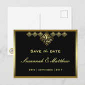 Elegant Black and Gold Wedding Aankondigingskaart (Voorkant / Achterkant)