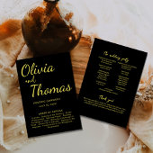 Elegant Black and Gold Wedding Ceremony Program Programma