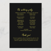 Elegant Black and Gold Wedding Ceremony Program  Programma (Achterkant)