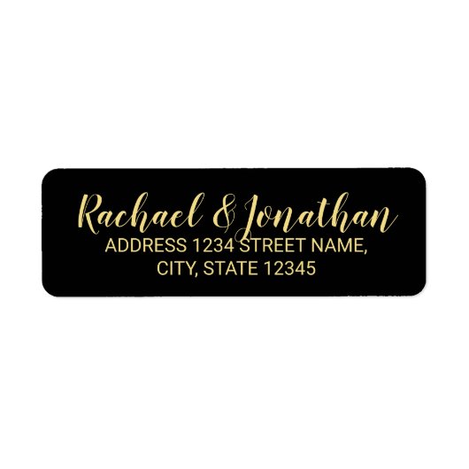 Elegant Black and Gold Wedding Etiket (Voorkant)