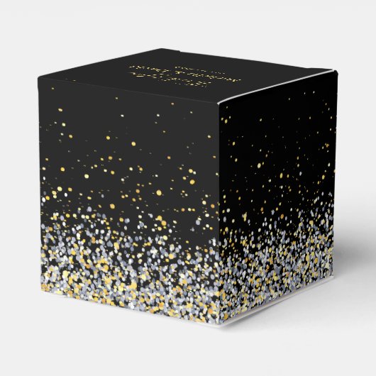 Elegant Black and Gold Wedding Favor Box Bedankdoosjes (Achterkant)