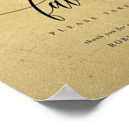 Elegant Black and Gold Wedding Favors Sign Poster (Hoek)